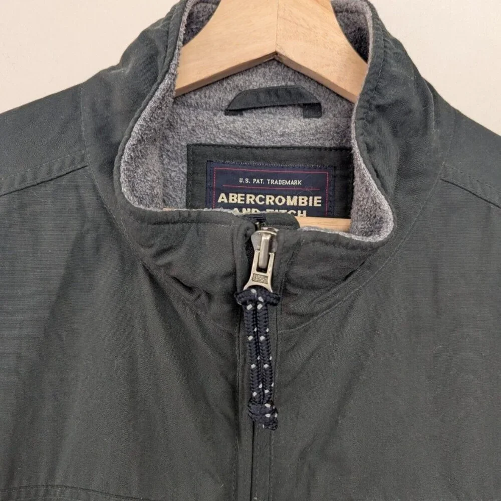 Vintage Abercrombie & Fitch Vest‎ Mens L Green Nylon Fleece Lined Y2K